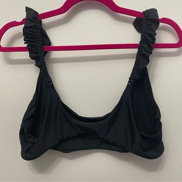 Aerie Swim Top Ruffle Bralette XL women’s Black Color - Picture 2 of 7